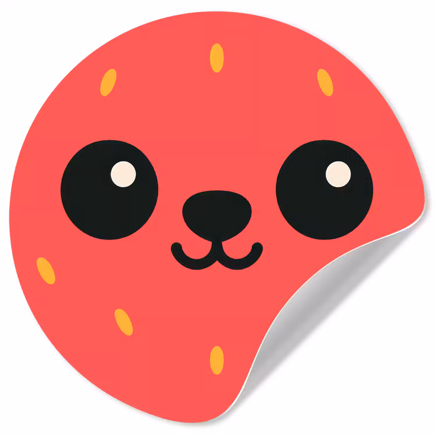 Kat - Aardbei - Cartoon Wandcirkel behangsticker klein -3d