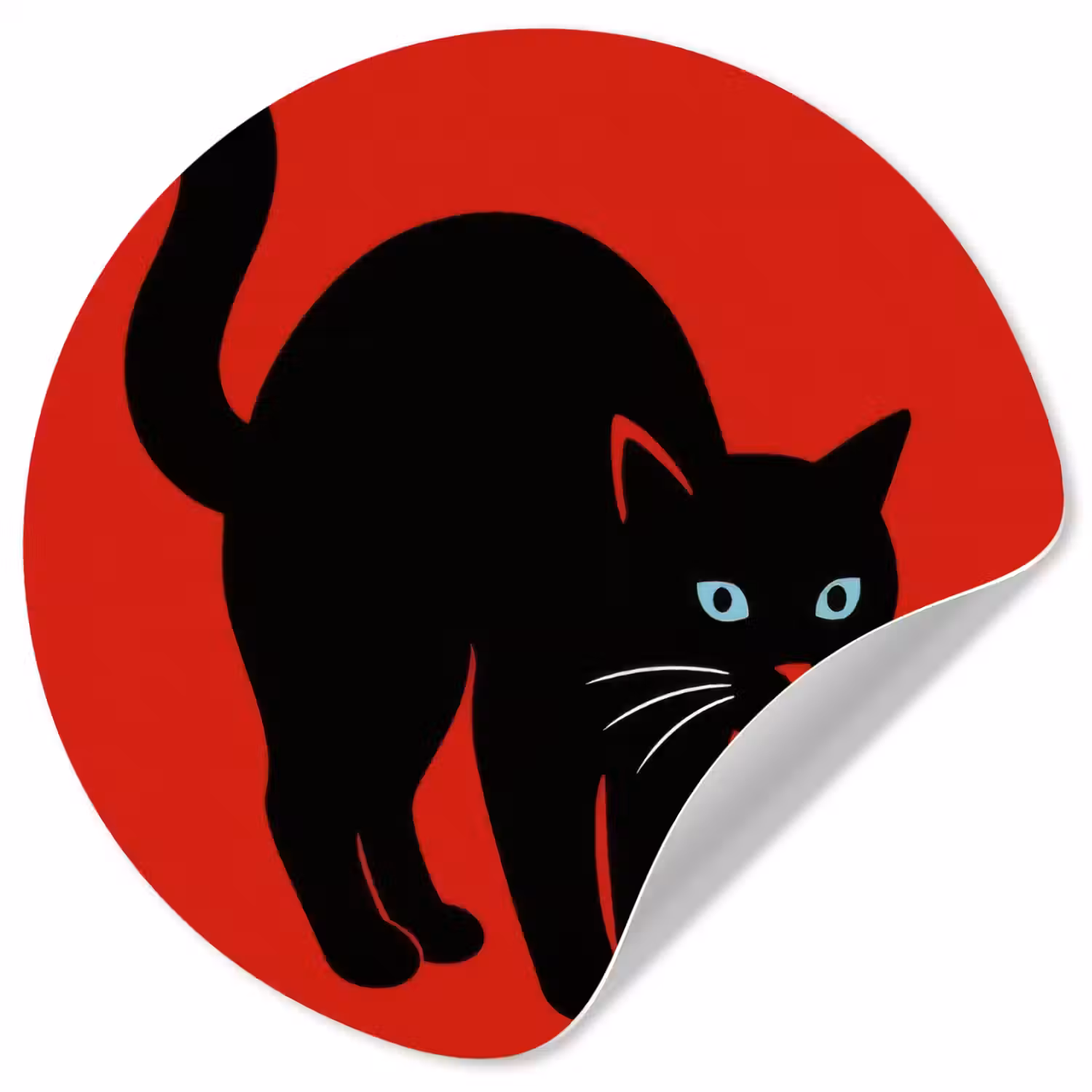 Kat - Zwart - Staart Wandcirkel behangsticker klein -3d