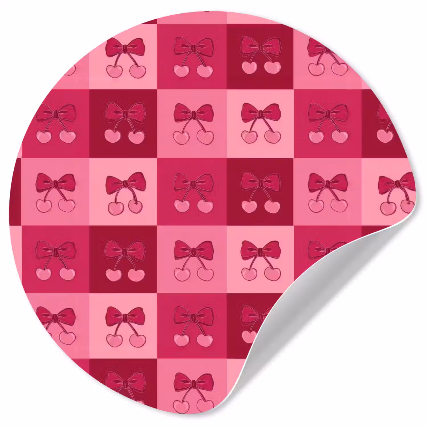 Kersen - Strikjes - Speels - Roze - Bordeaux Wandcirkel behangsticker klein 186 -3d
