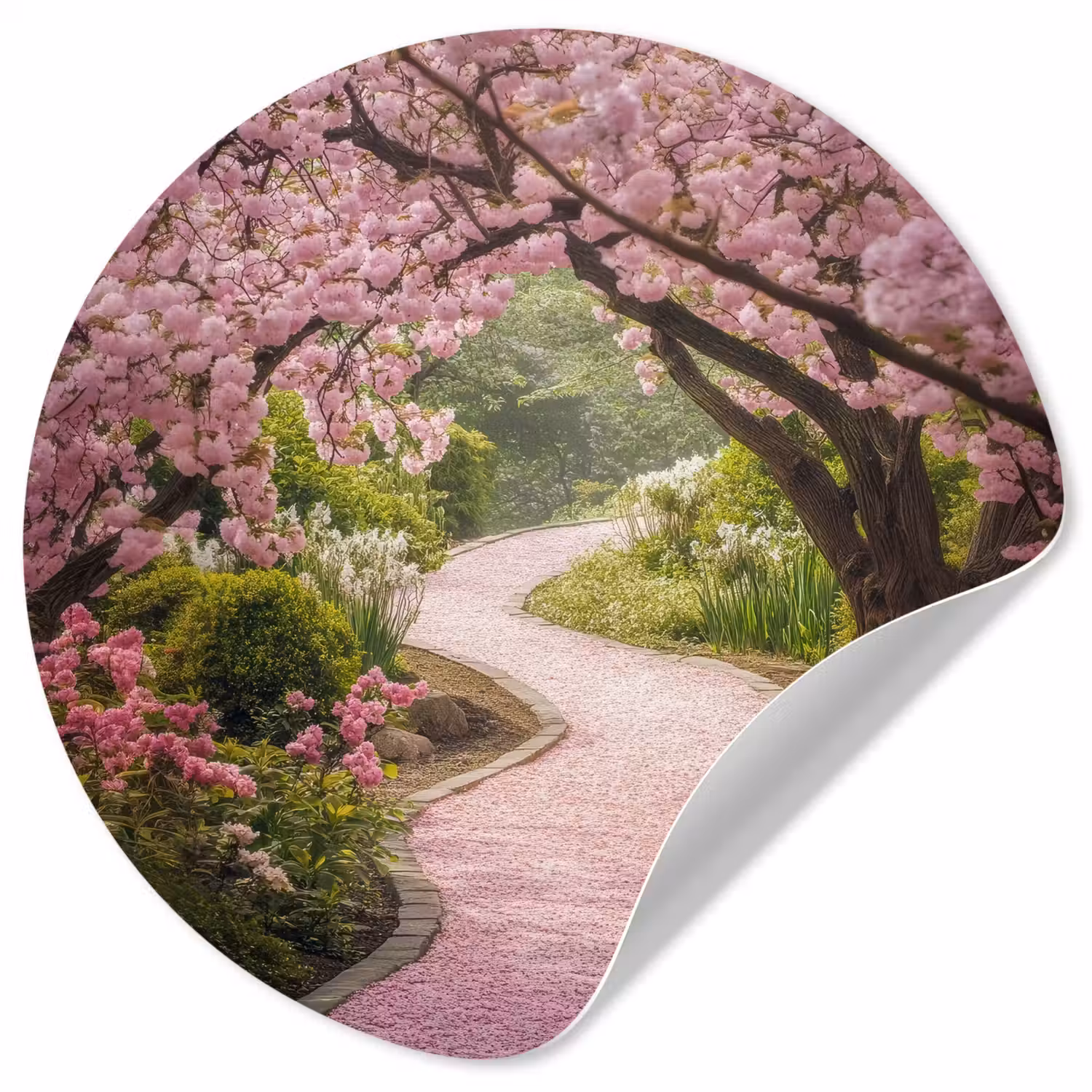 Kersenbloesem - Natuur - Sakura - Pad - Japanse tuin Wandcirkel behangsticker klein -3d