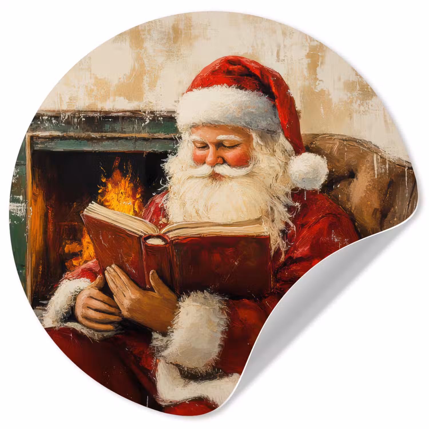 Kerst - Kerstman - Winter - Open Haard Wandcirkel behangsticker klein -3d