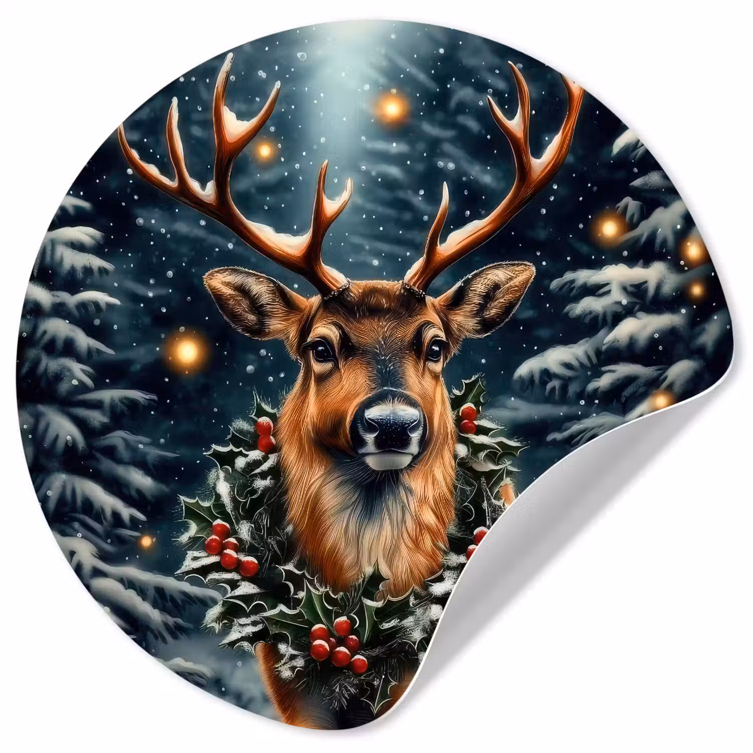 Kerst - Magie - Bos - Kleurrijk Wandcirkel behangsticker klein -3d
