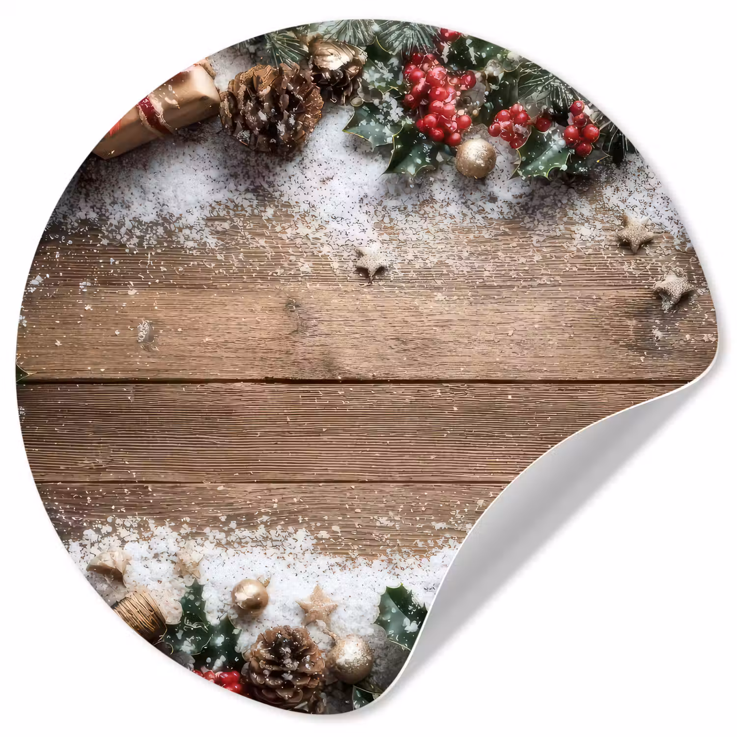 Kerstdecoratie - Geschenken - Hout - Veelkleurig Wandcirkel behangsticker klein -3d