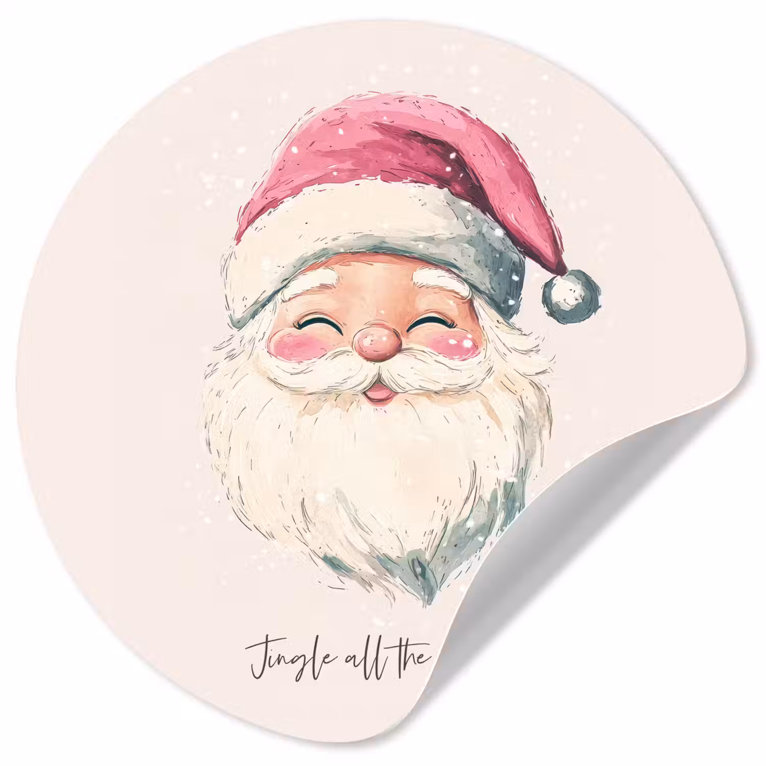 Kerstman - Kerst - Quote - Beige Wandcirkel behangsticker klein -3d