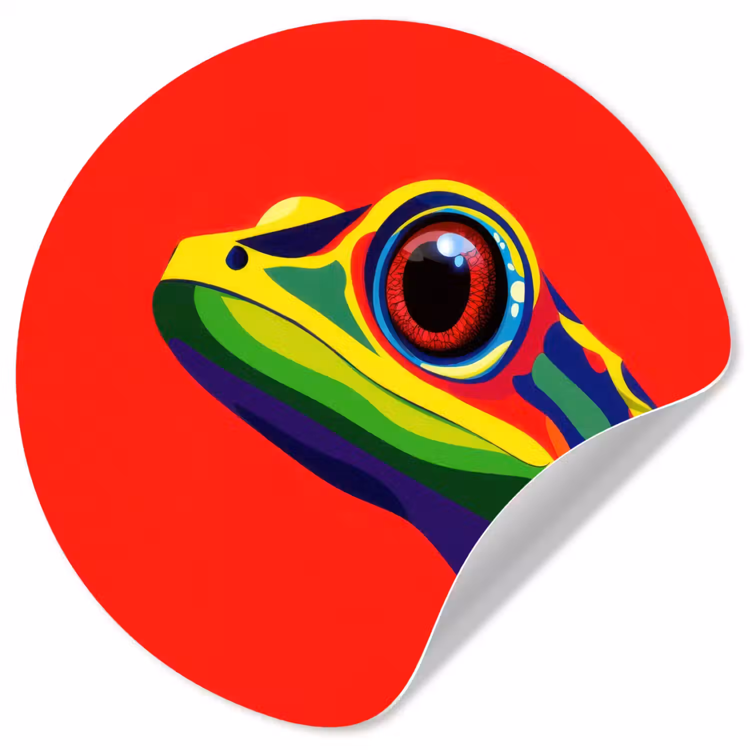Kikker - Kleurrijk - Strepen - Ogen Wandcirkel behangsticker klein -3d