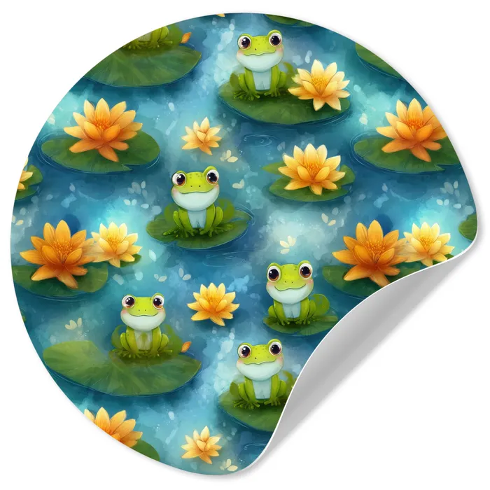 Kikker - Lelies - Groen Wandcirkel behangsticker klein 186 -3d