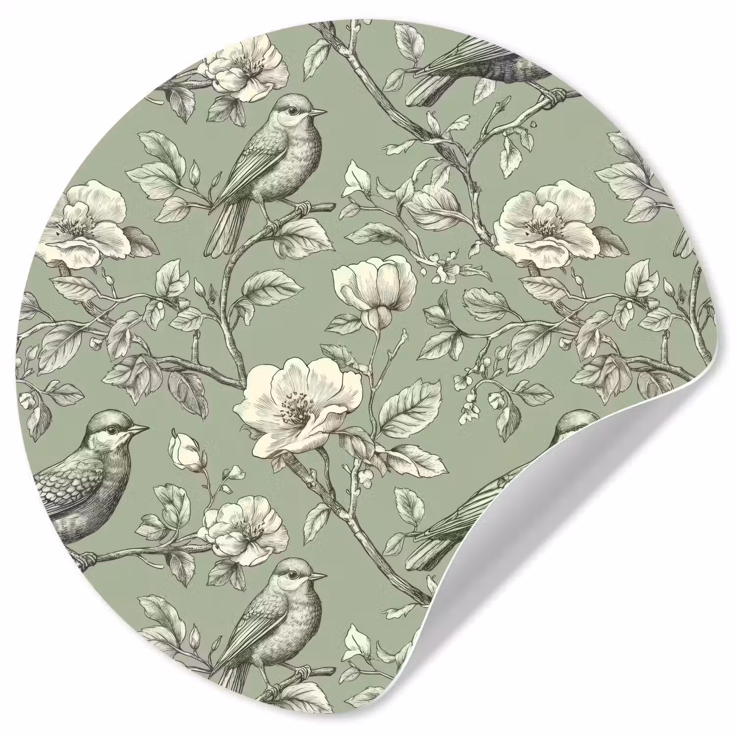 Klassiek - Botanisch - Groen Wandcirkel behangsticker klein 186 -3d