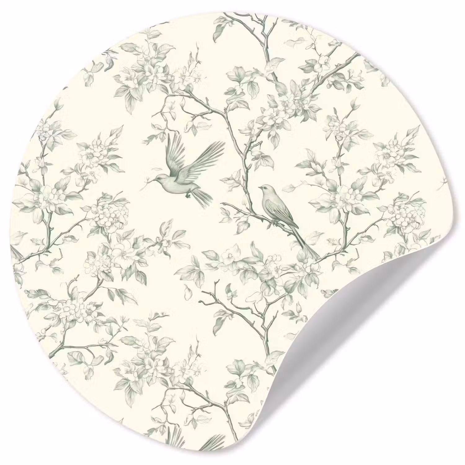 Klassiek - Vogels - Groen Wandcirkel behangsticker klein 186 -3d