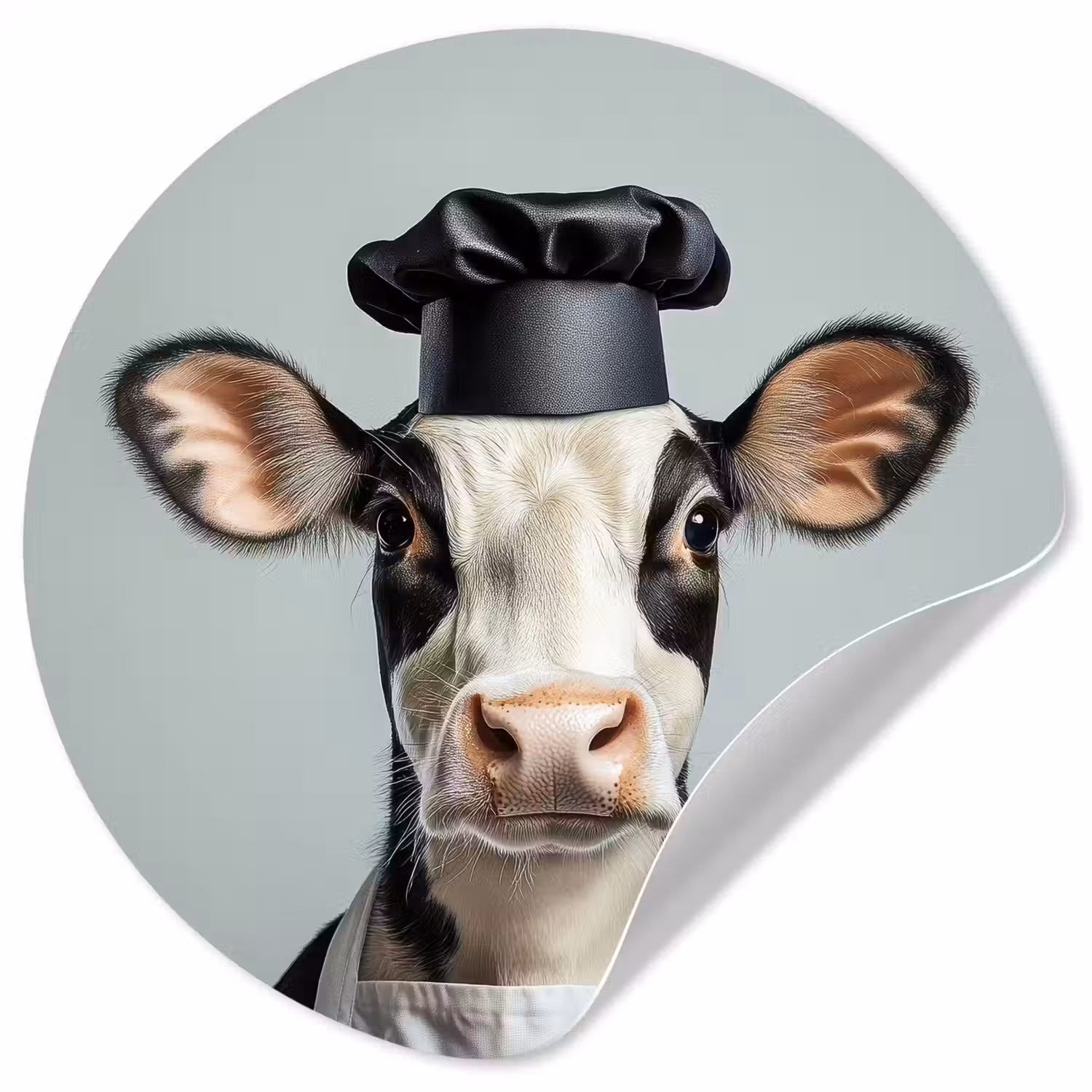 Koe - Zwart - Wit - Kok Wandcirkel behangsticker klein -3d