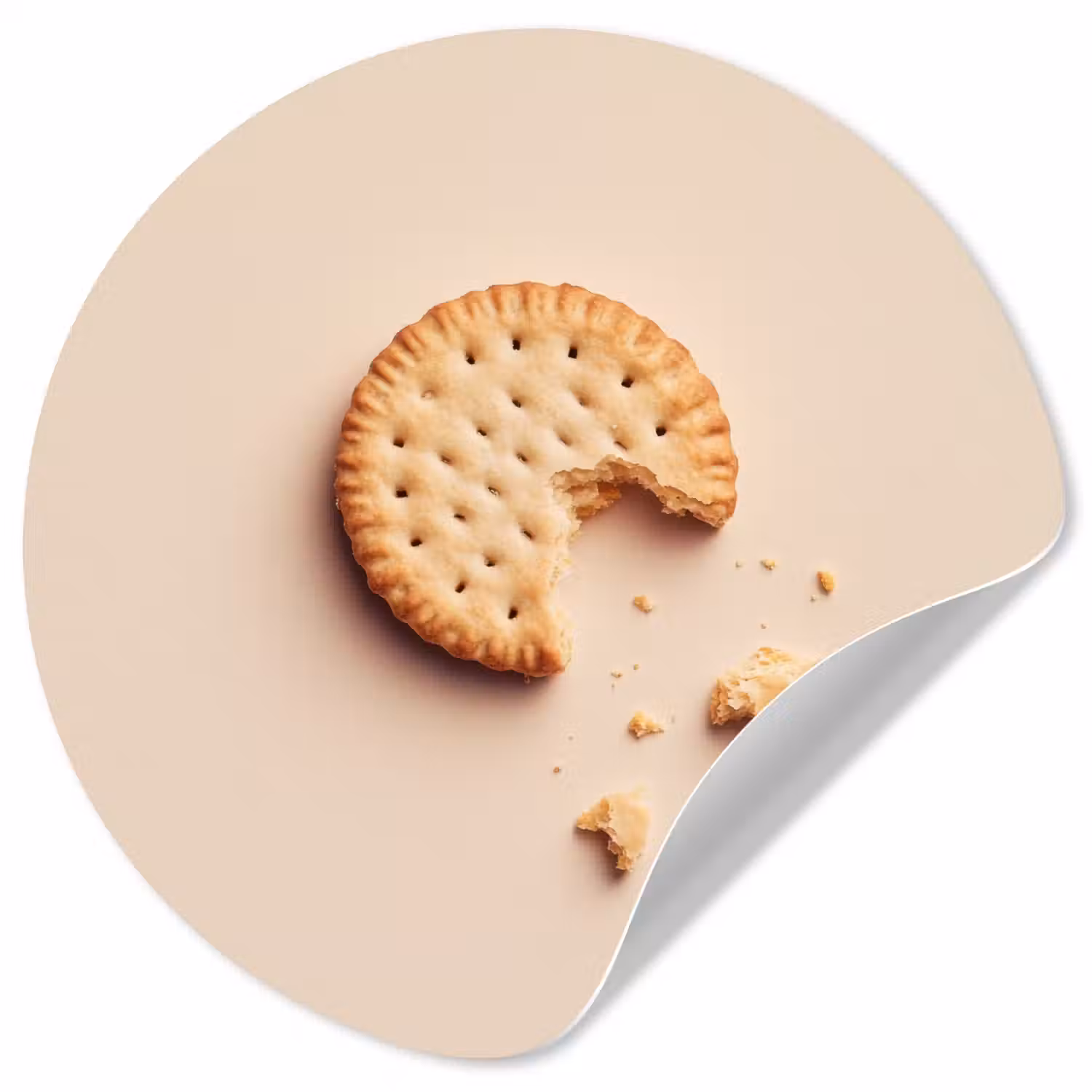 Koekje - Kruimels - beige Wandcirkel behangsticker klein -3d
