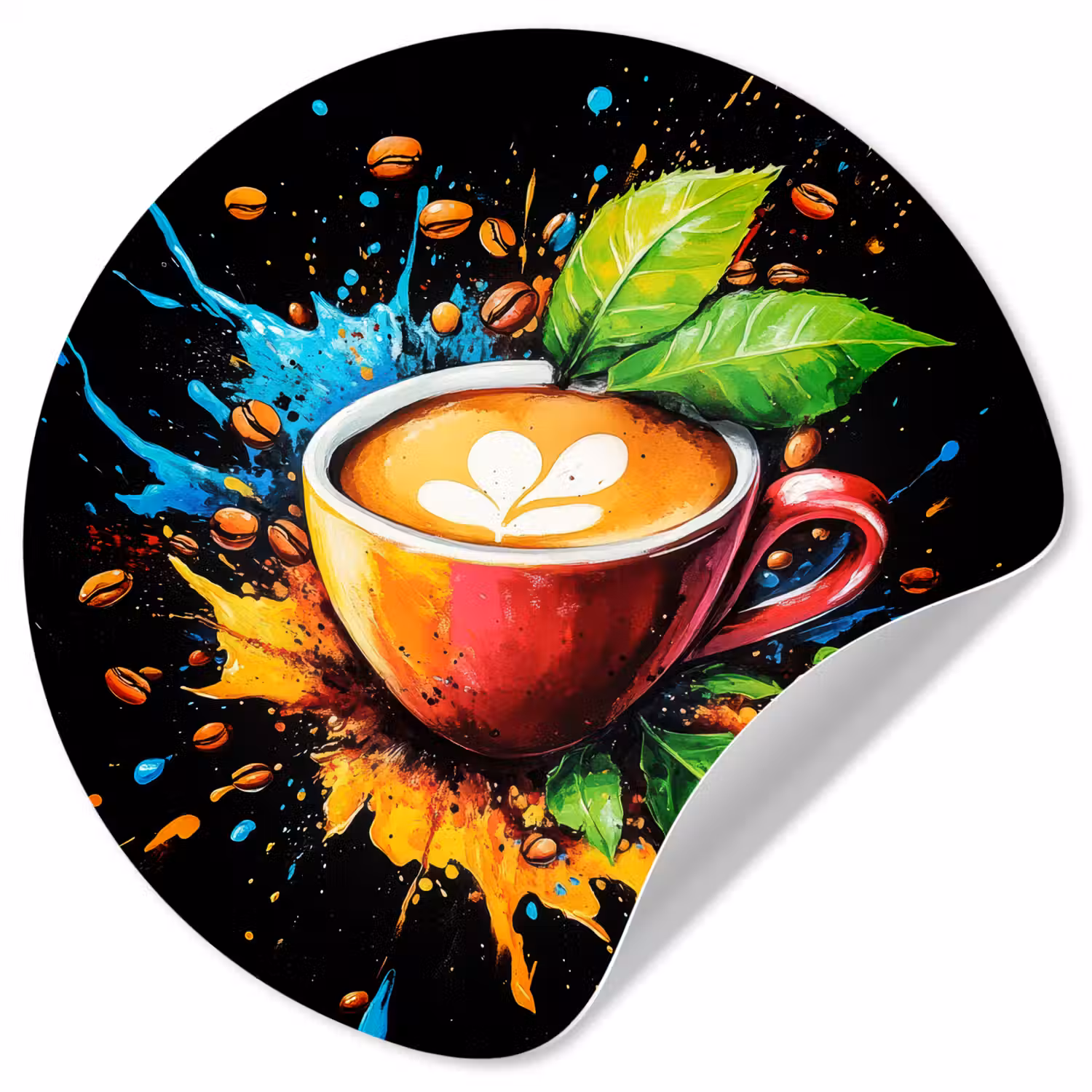 Koffie - Graffiti - Drinken - Abstract Wandcirkel behangsticker klein -3d