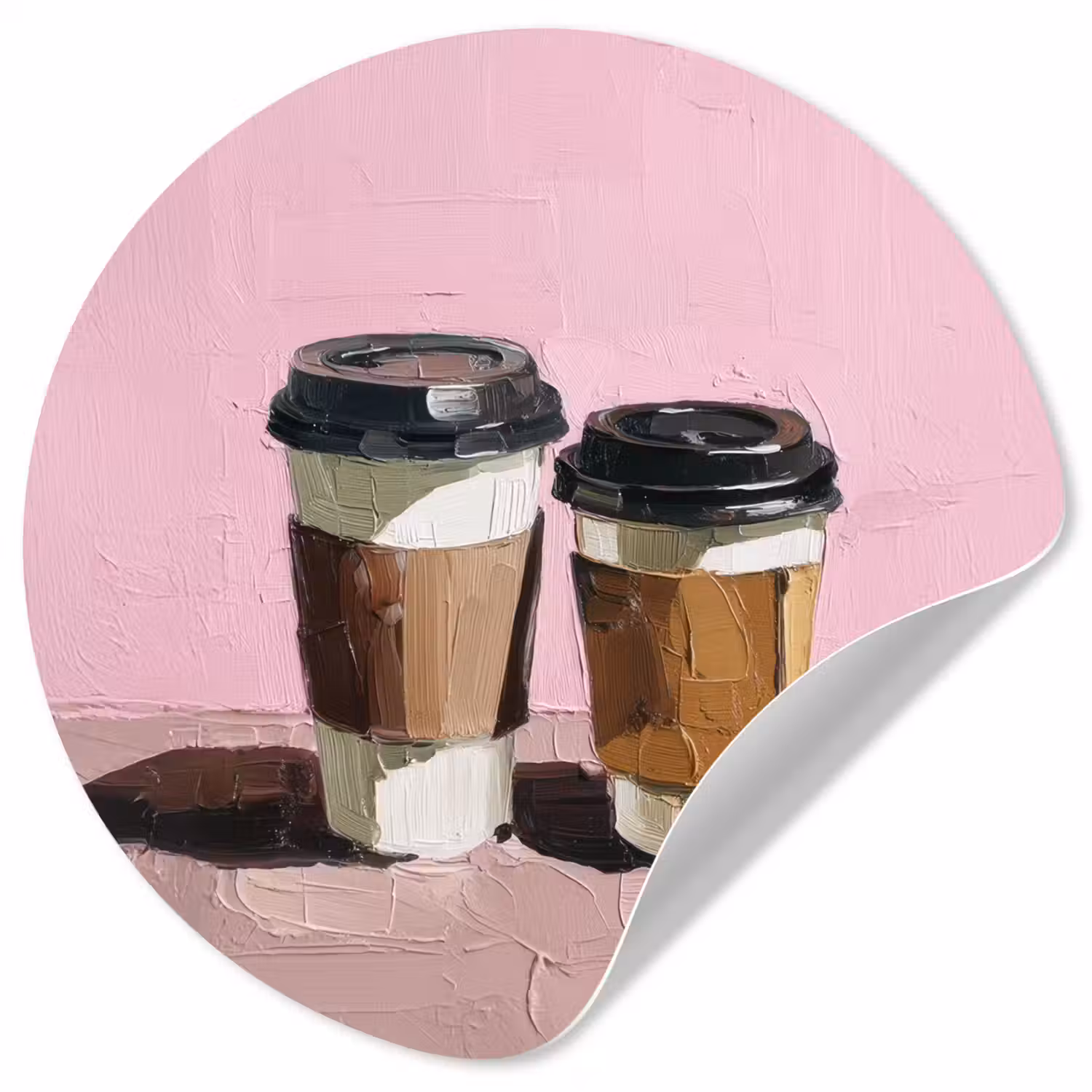 Koffiebekers - Deksel - Verf - Textuur Wandcirkel behangsticker klein -3d
