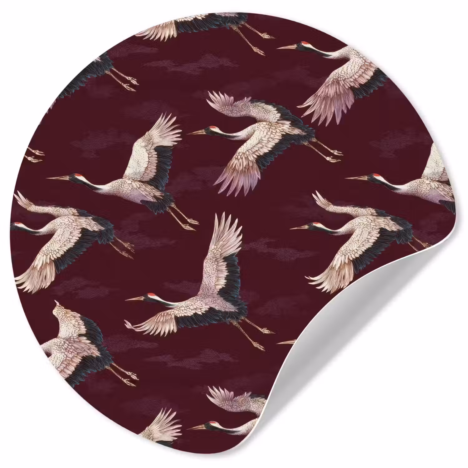 Kraanvogels - Klassiek - Bordeaux Wandcirkel behangsticker klein 186 -3d