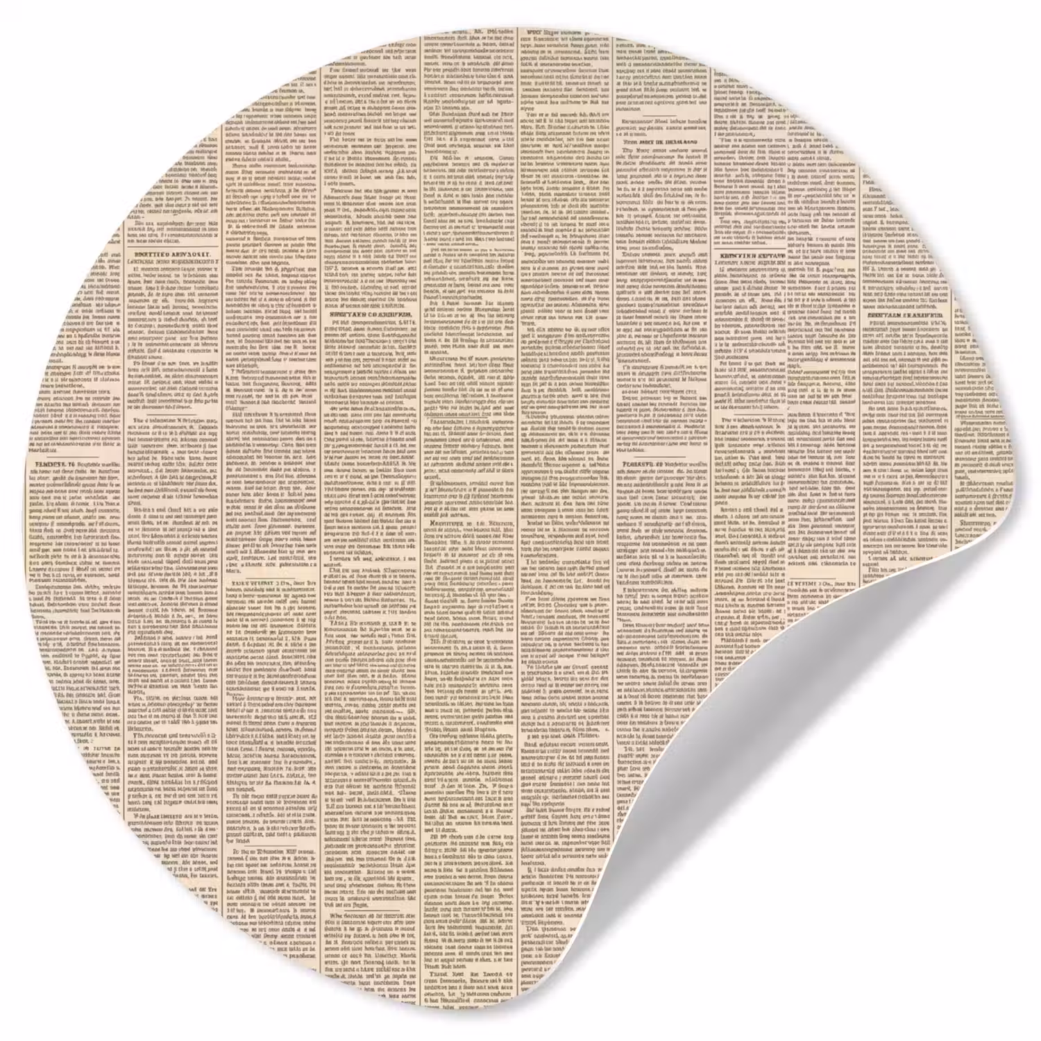 Krant - Nieuws - Historisch - Vintage - Beige Wandcirkel behangsticker klein -3d