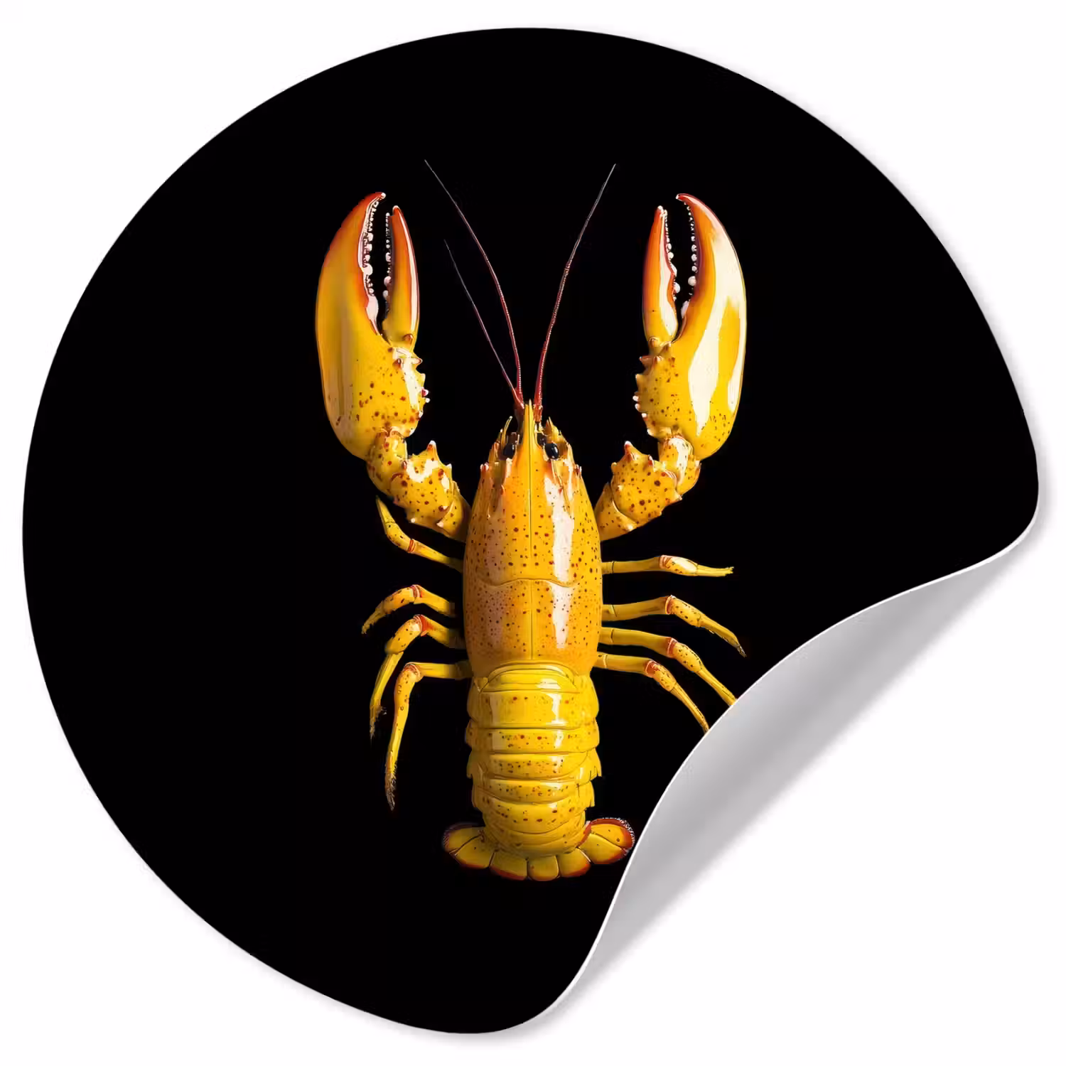 Kreeft - Geel - Stippen - Effen Wandcirkel behangsticker klein -3d