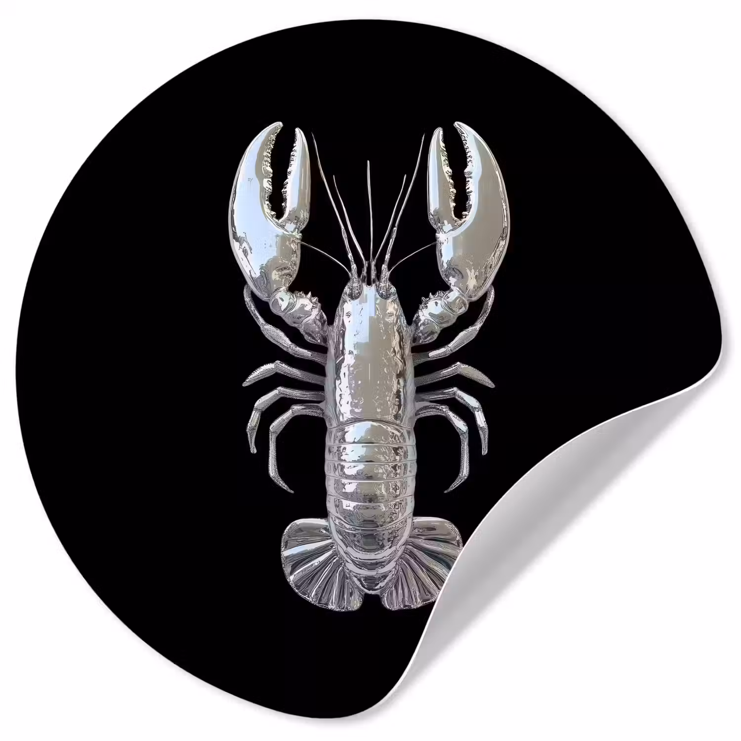 Kreeft - Zilver - Metallic - Luxe Wandcirkel behangsticker klein -3d