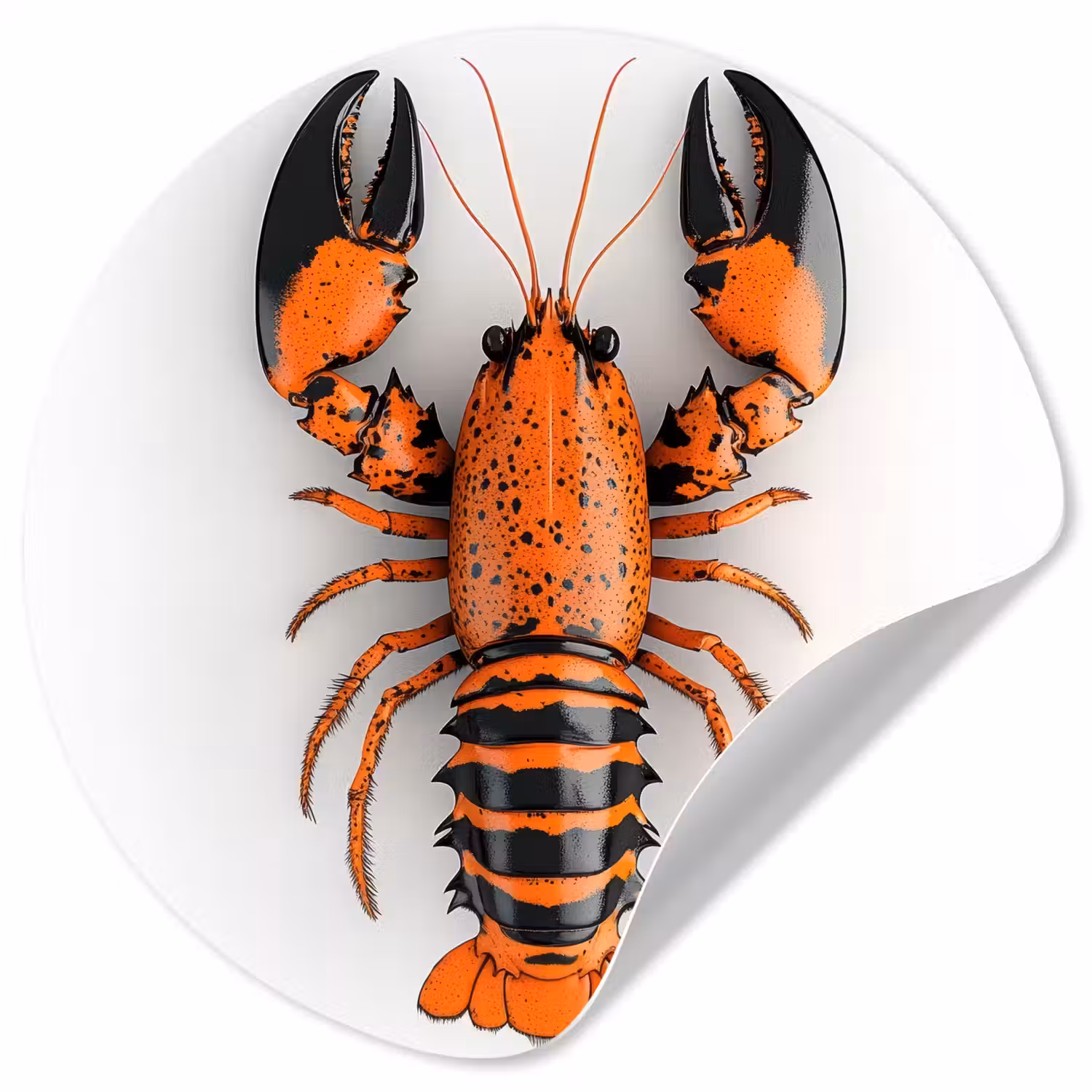 Kreeft - Zwart - Oranje - Wit - Uniek Wandcirkel behangsticker klein -3d