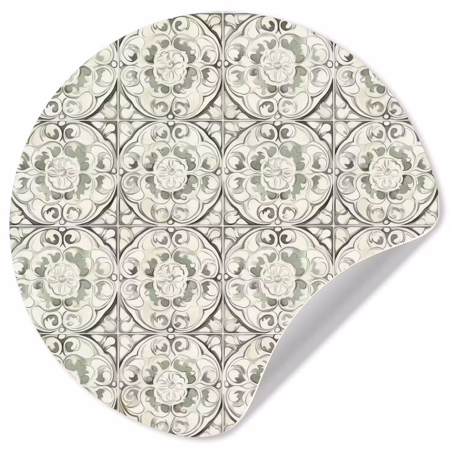Krulornament - Tegel - Groen Wandcirkel behangsticker klein 186 -3d