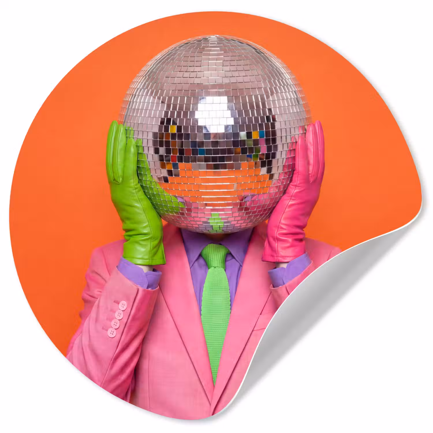 Kunst - Disco bal - Kleurrijk - Modern - Studio Wandcirkel behangsticker klein -3d
