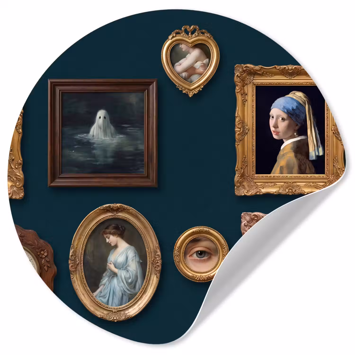 Kunst - Schilderijen - Decoratie - Klassiek - Groen Wandcirkel behangsticker klein -3d
