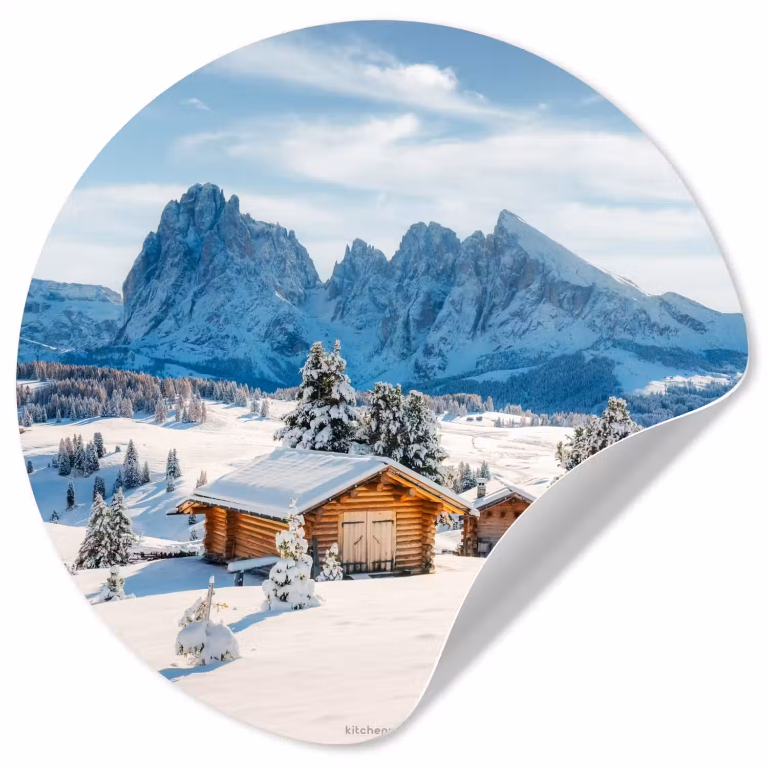 Landschap - Winter - Sneeuw Wandcirkel behangsticker klein -3d