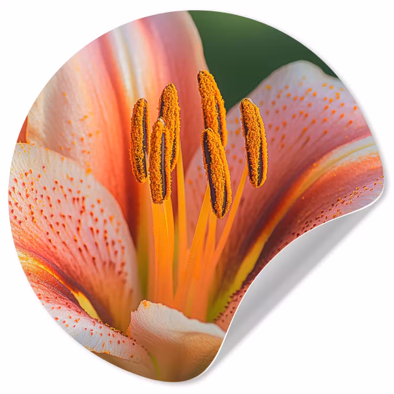 Lelie - Close up - Lichtroze Wandcirkel behangsticker klein -3d