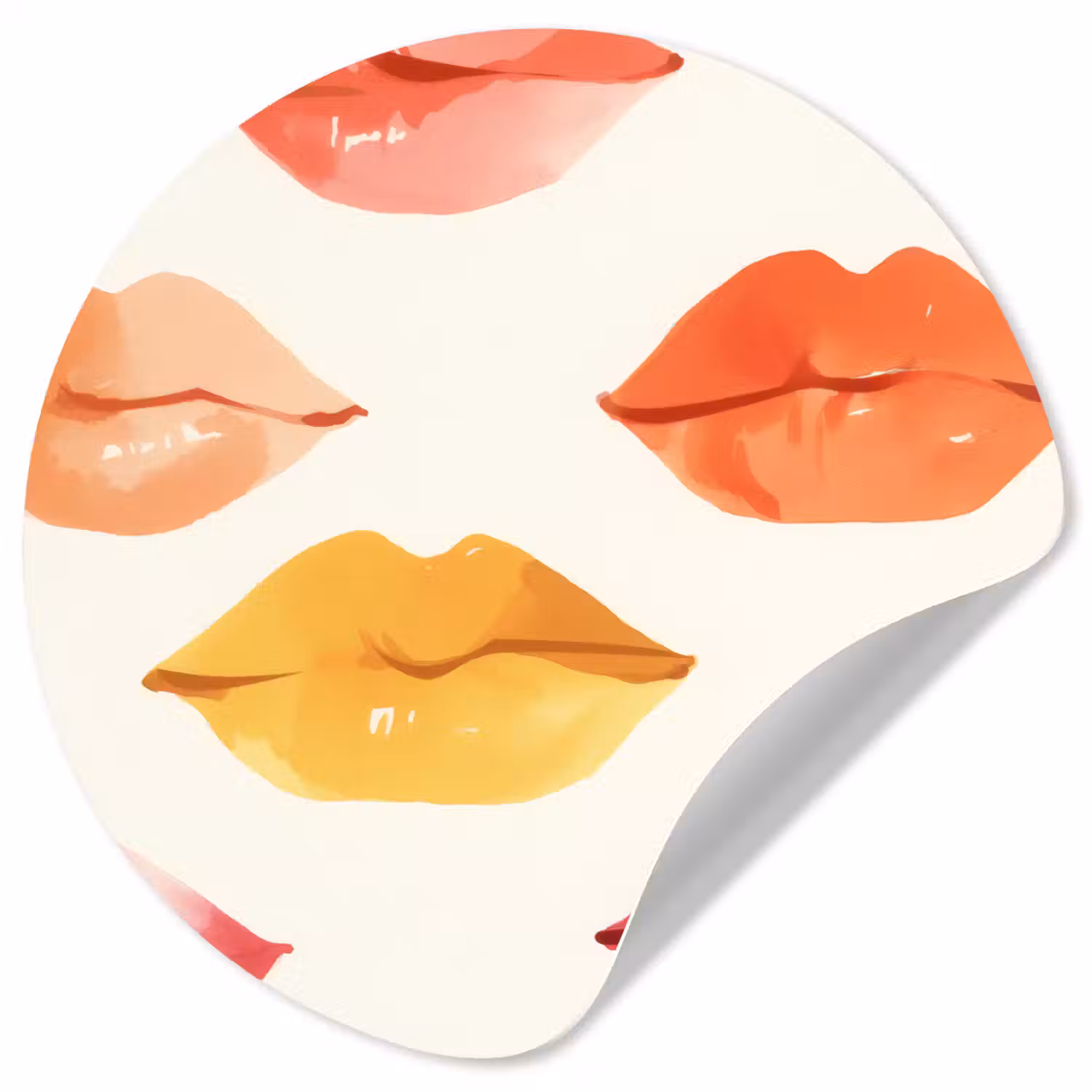 Lippen - Kleurrijk - Glanzend Wandcirkel behangsticker klein -3d