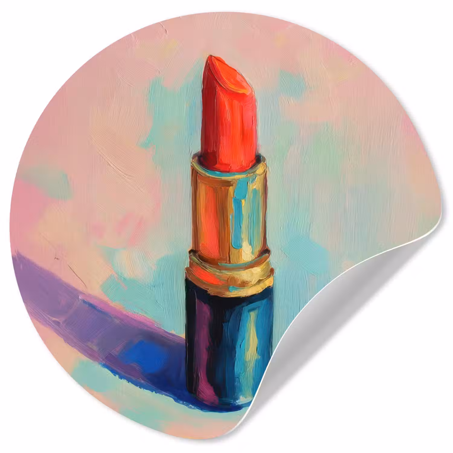 Lippenstift - Rood - Penseelstreken Wandcirkel behangsticker klein -3d