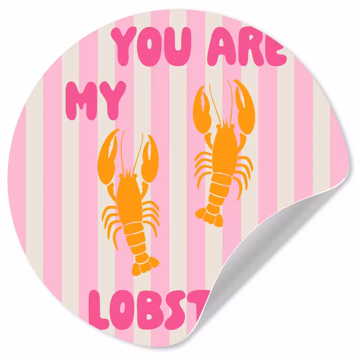 Lobster - Love - Valentijn Wandcirkel behangsticker klein -3d