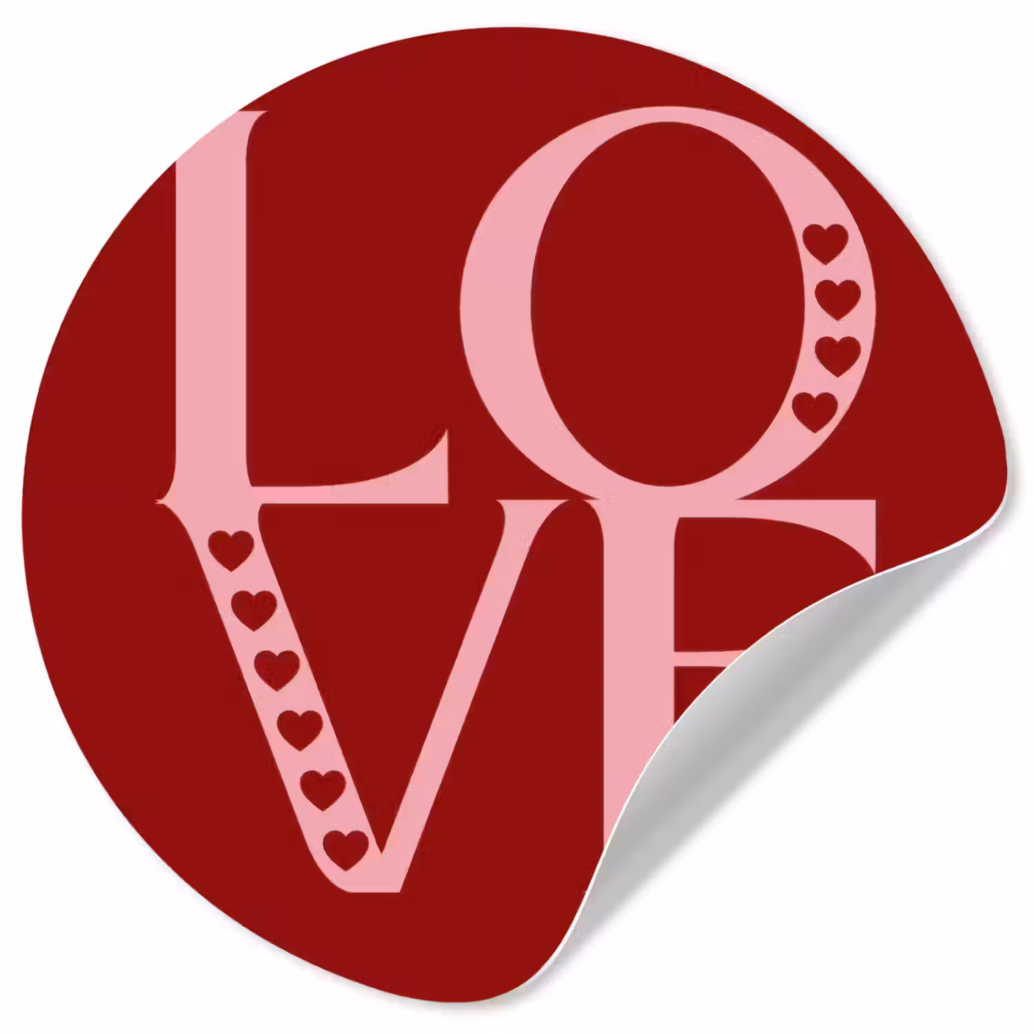 Love - Rood - Hatjes Wandcirkel behangsticker klein -3d