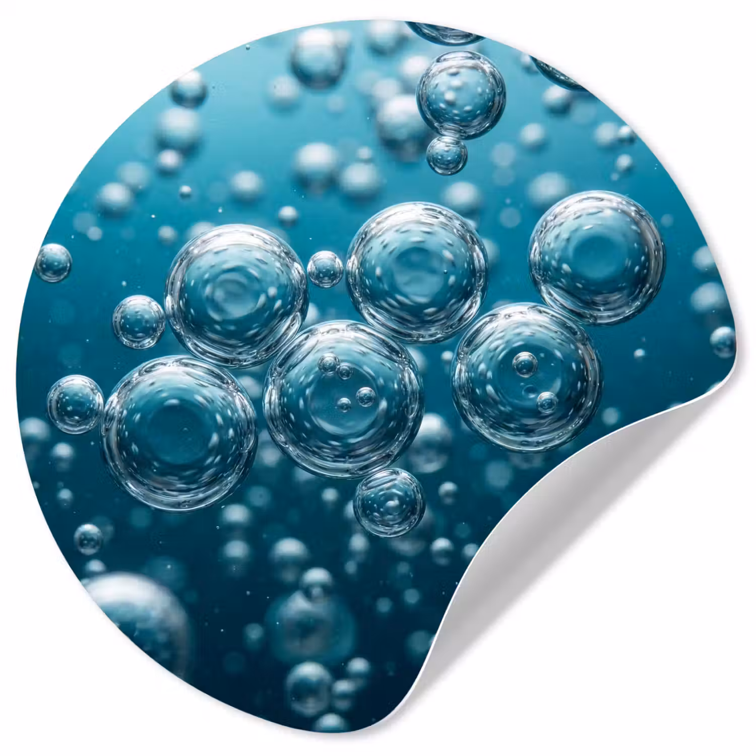 Luchtbellen - Dynamisch - Blauw Wandcirkel behangsticker klein -3d