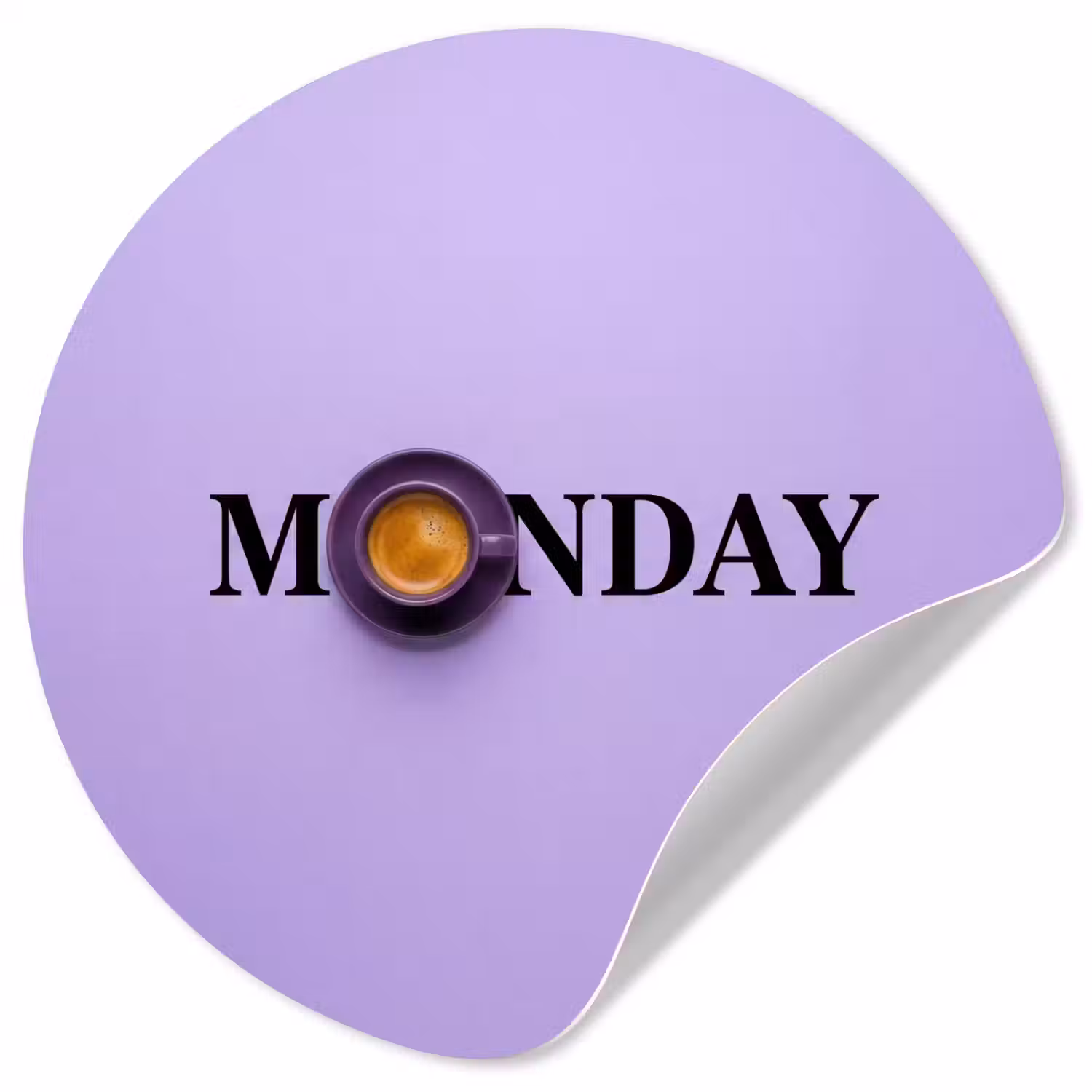 Maandag - Mok - Koffie - Paars Wandcirkel behangsticker klein -3d