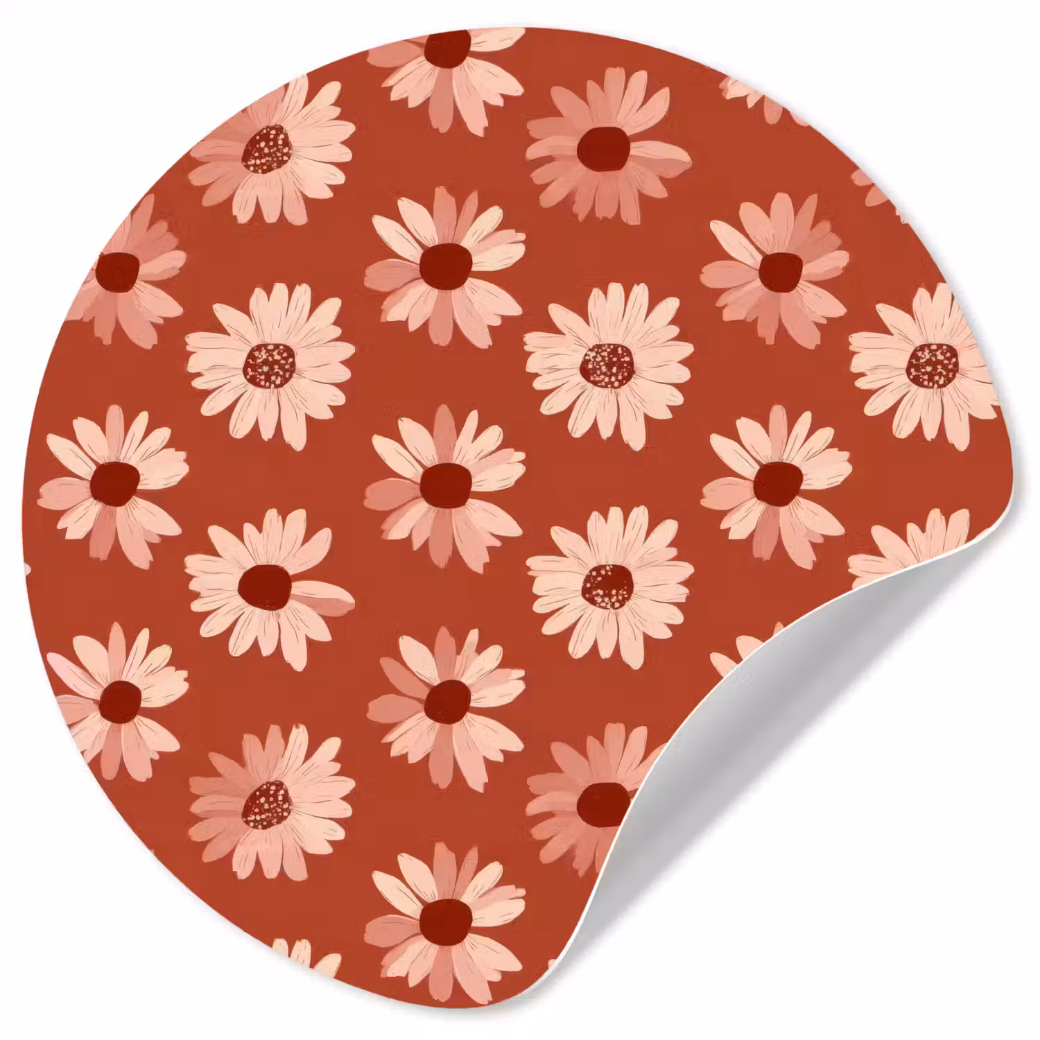 Madelief - Retro - Terracotta Wandcirkel behangsticker klein 186 -3d
