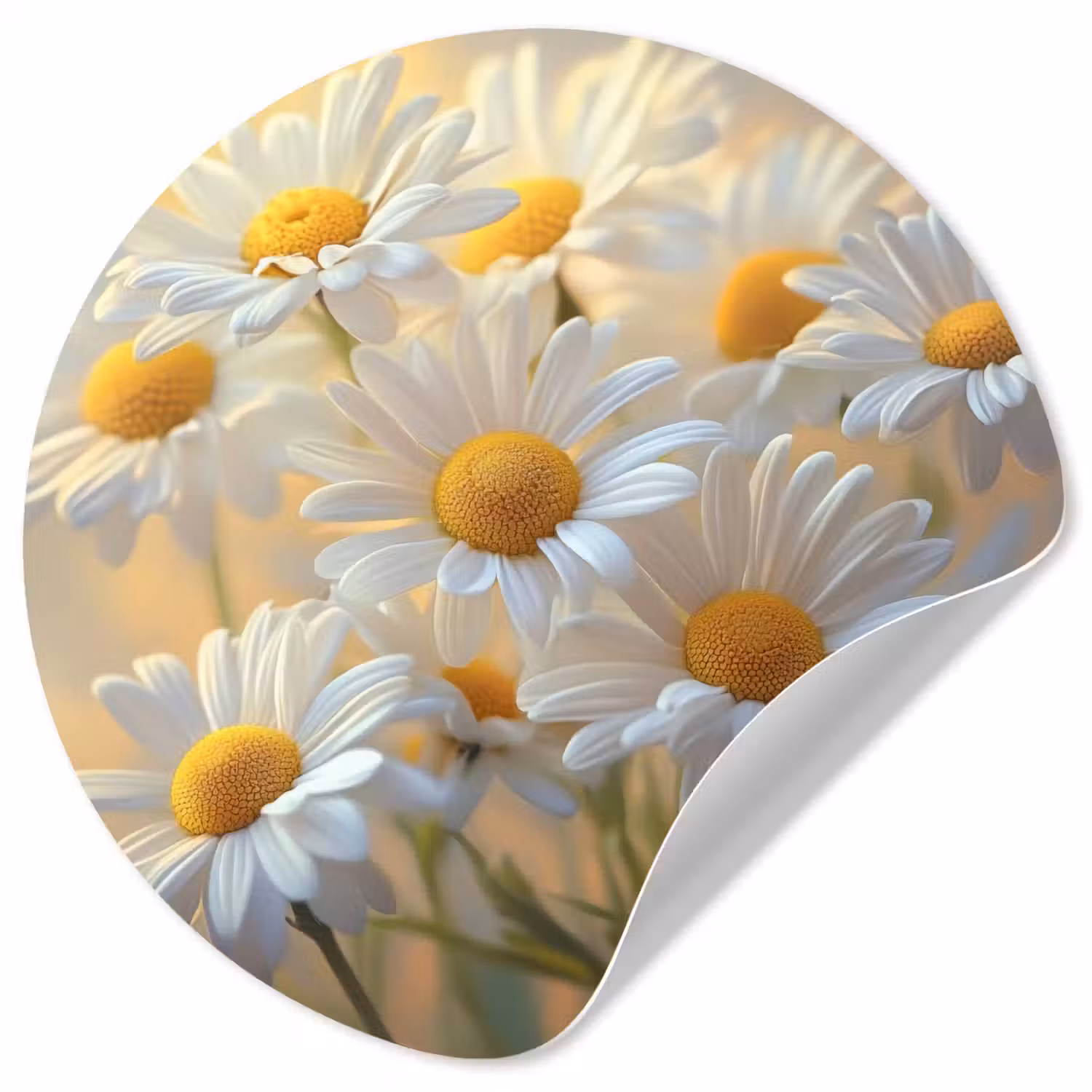 Madeliefjes - Wit - Zonlicht Wandcirkel behangsticker klein -3d