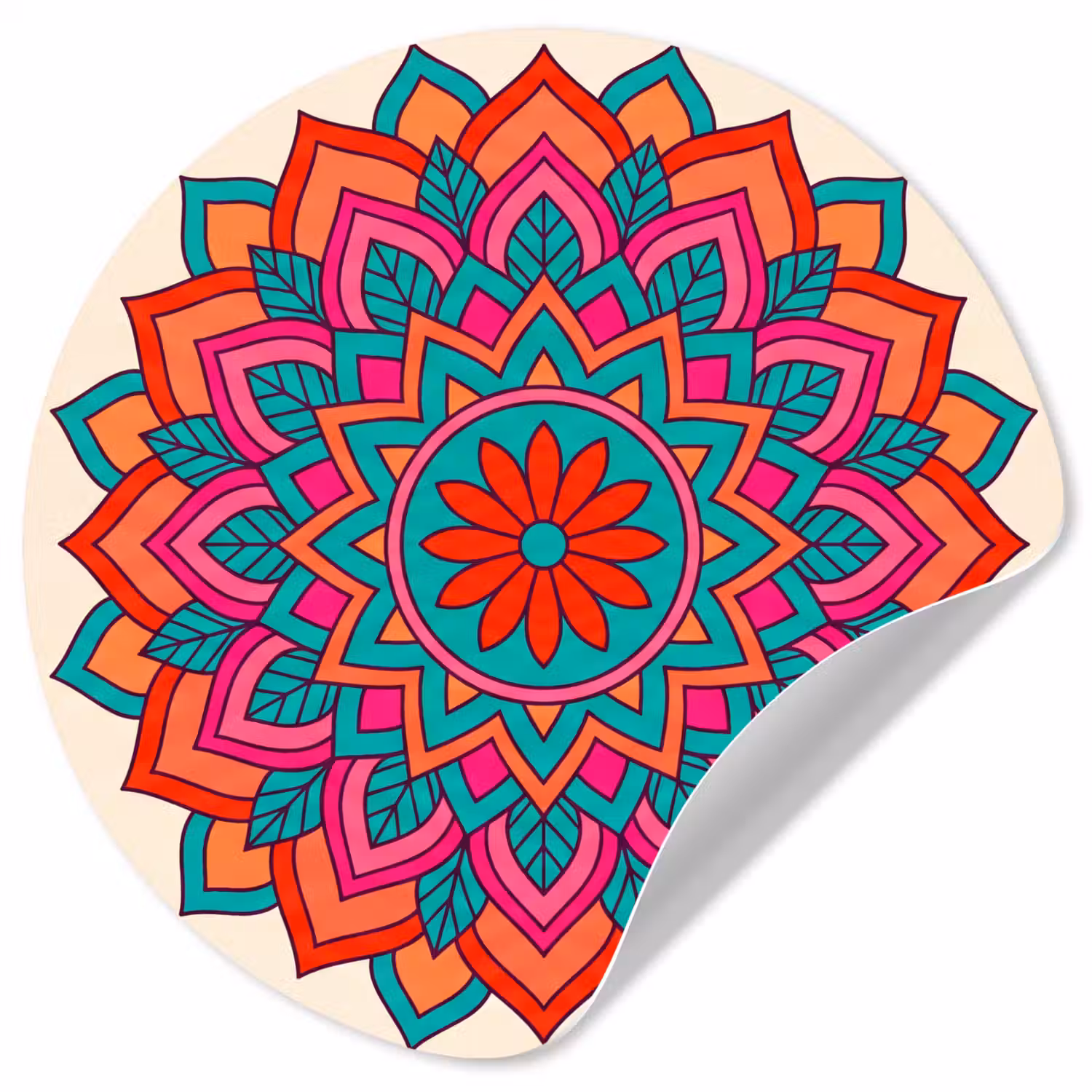 Mandala - Patroon - Abstract - Kleurrijk - Modern Wandcirkel behangsticker klein -3d