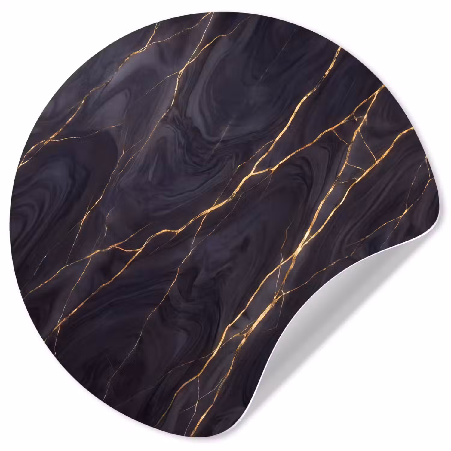 Marmer - Goudaders - Abstract - Modern - Zwart Wandcirkel behangsticker klein -3d