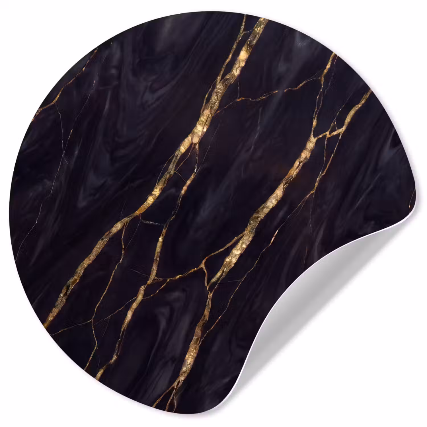 Marmer - Gouden aders - Abstract - Zwart Wandcirkel behangsticker klein -3d