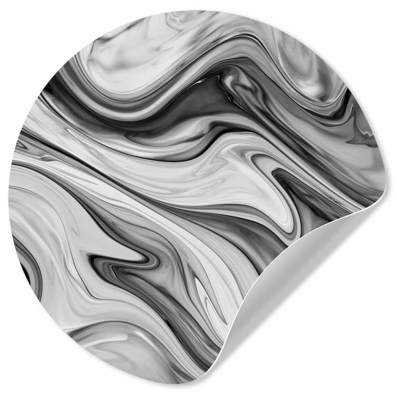 Marmer - Patronen - Grijs - Marmerlook - Zwart Wandcirkel behangsticker klein -3d