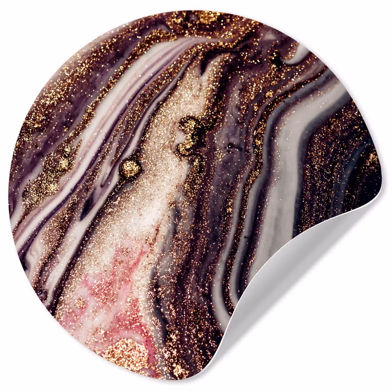 Marmer - Roze - Goud - Glitter - Marmerlook Wandcirkel behangsticker klein -3d