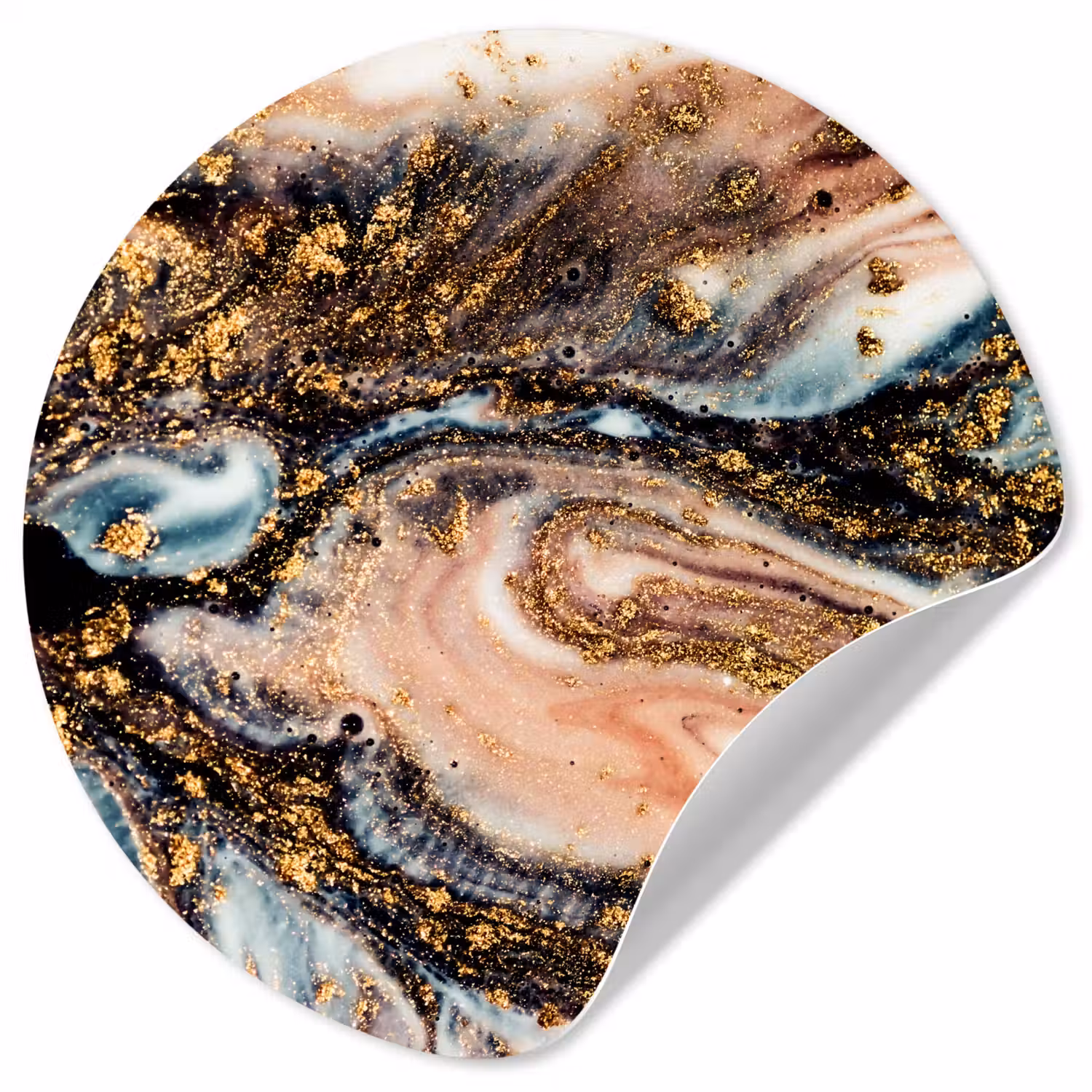 Marmerlook - Goud - Zwart - Glitter - Chic Wandcirkel behangsticker klein -3d