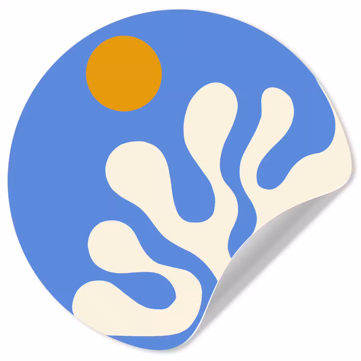 Minimalistisch - Organisch patroon - Blauw Wandcirkel behangsticker klein -3d