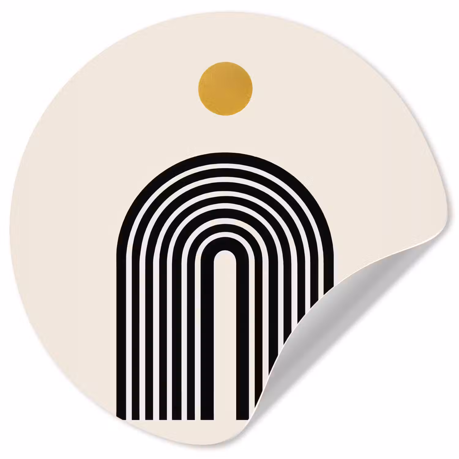 Minimalistisch - Zwarte boog - Gouden cirkel Wandcirkel behangsticker klein -3d