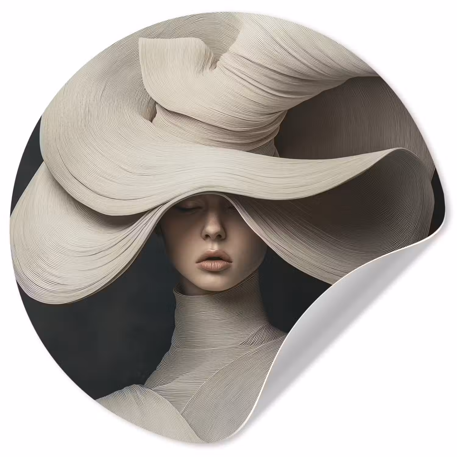 Modern - Vrouw - Hoed Wandcirkel behangsticker klein -3d