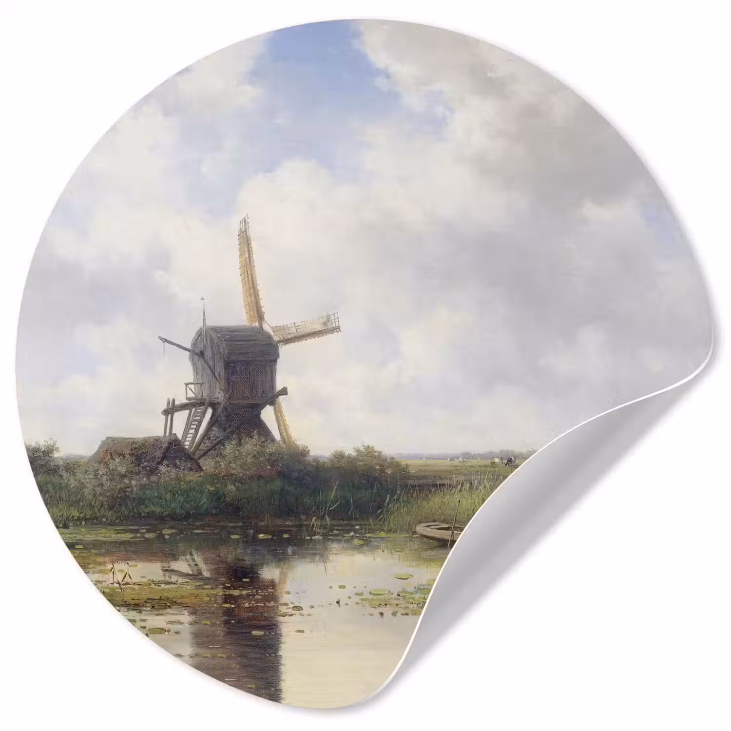 Molen - Willem Roelofs - Oude meesters - Kunst Wandcirkel behangsticker klein -3d