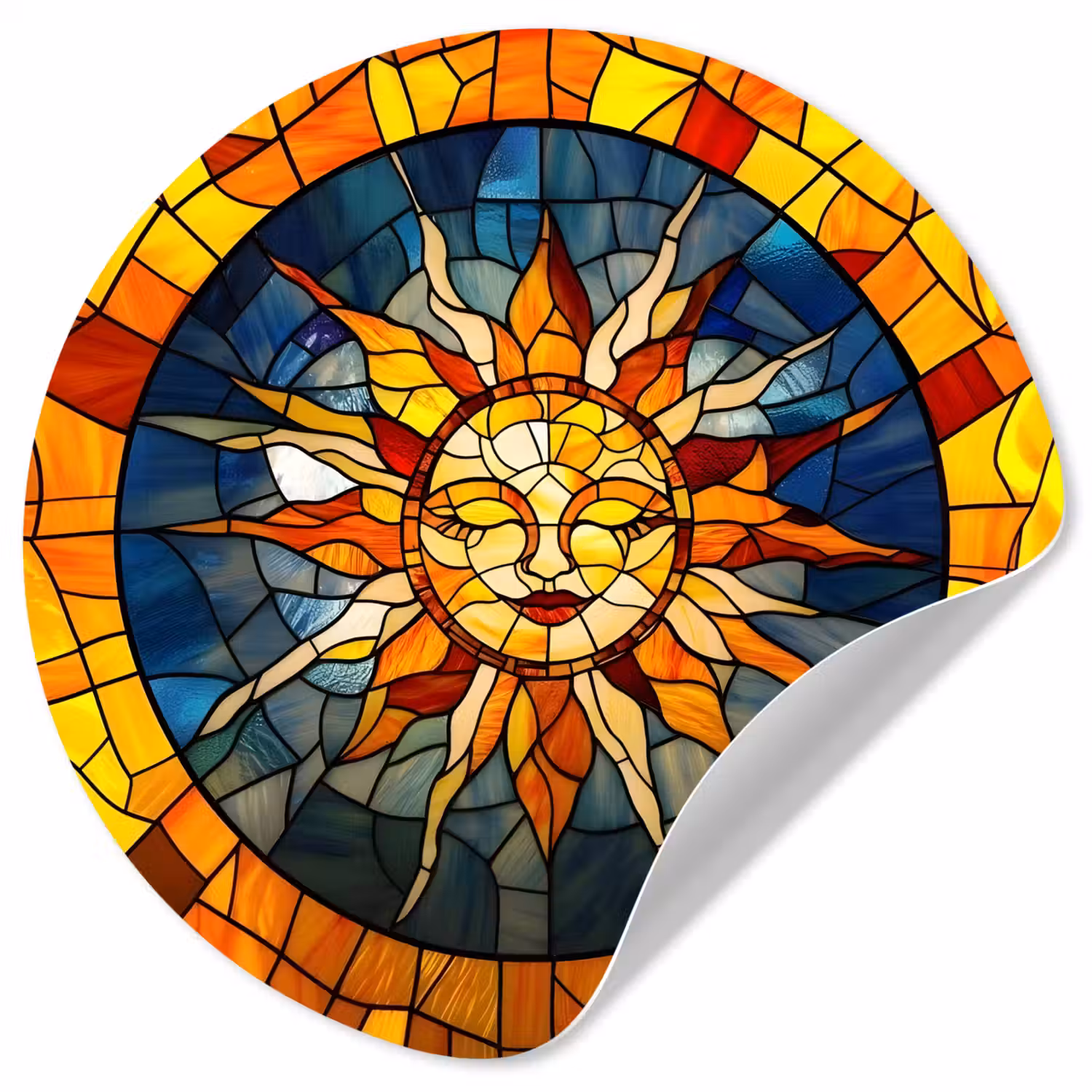 Mozaïek - Zon - Geel - Cirkel Wandcirkel behangsticker klein -3d