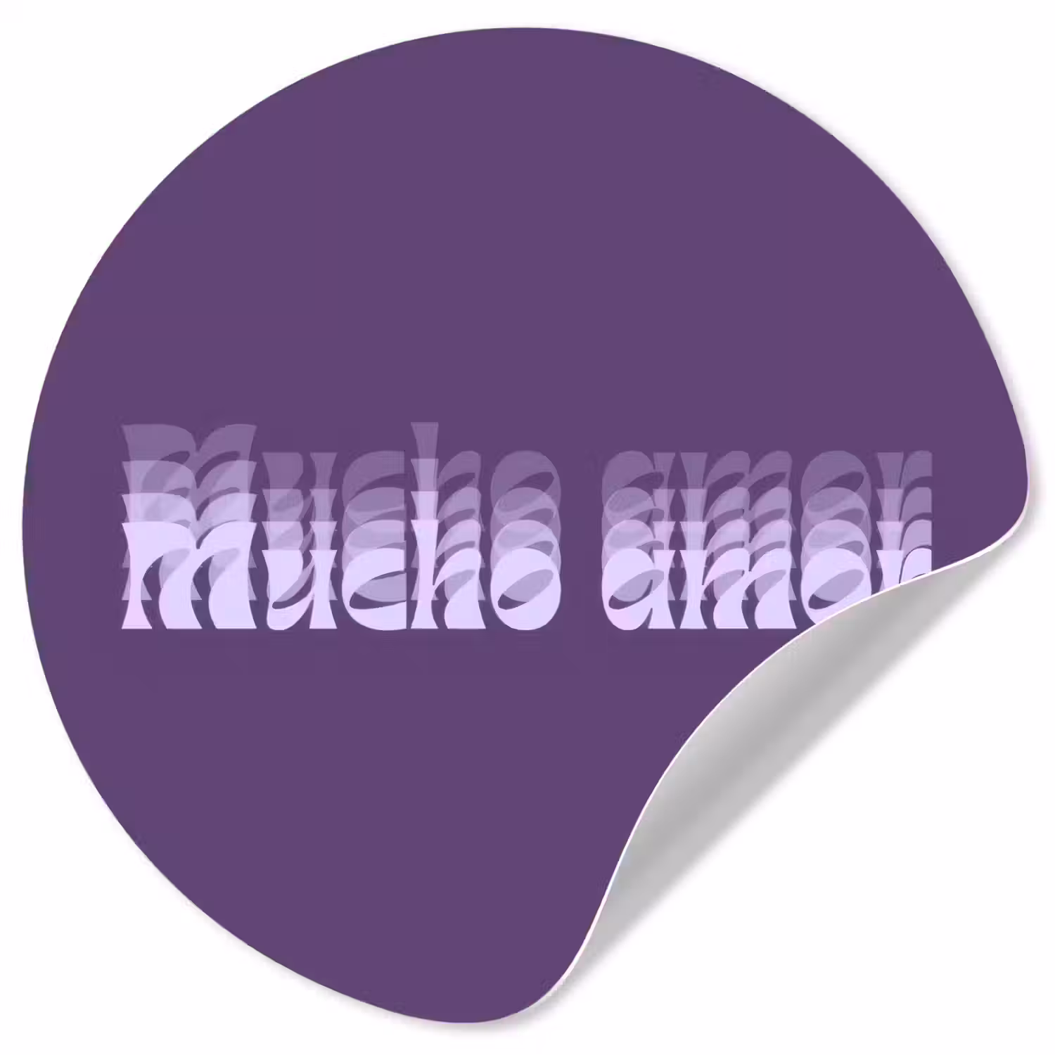 Mucho amor - Paars - Grafisch Wandcirkel behangsticker klein -3d
