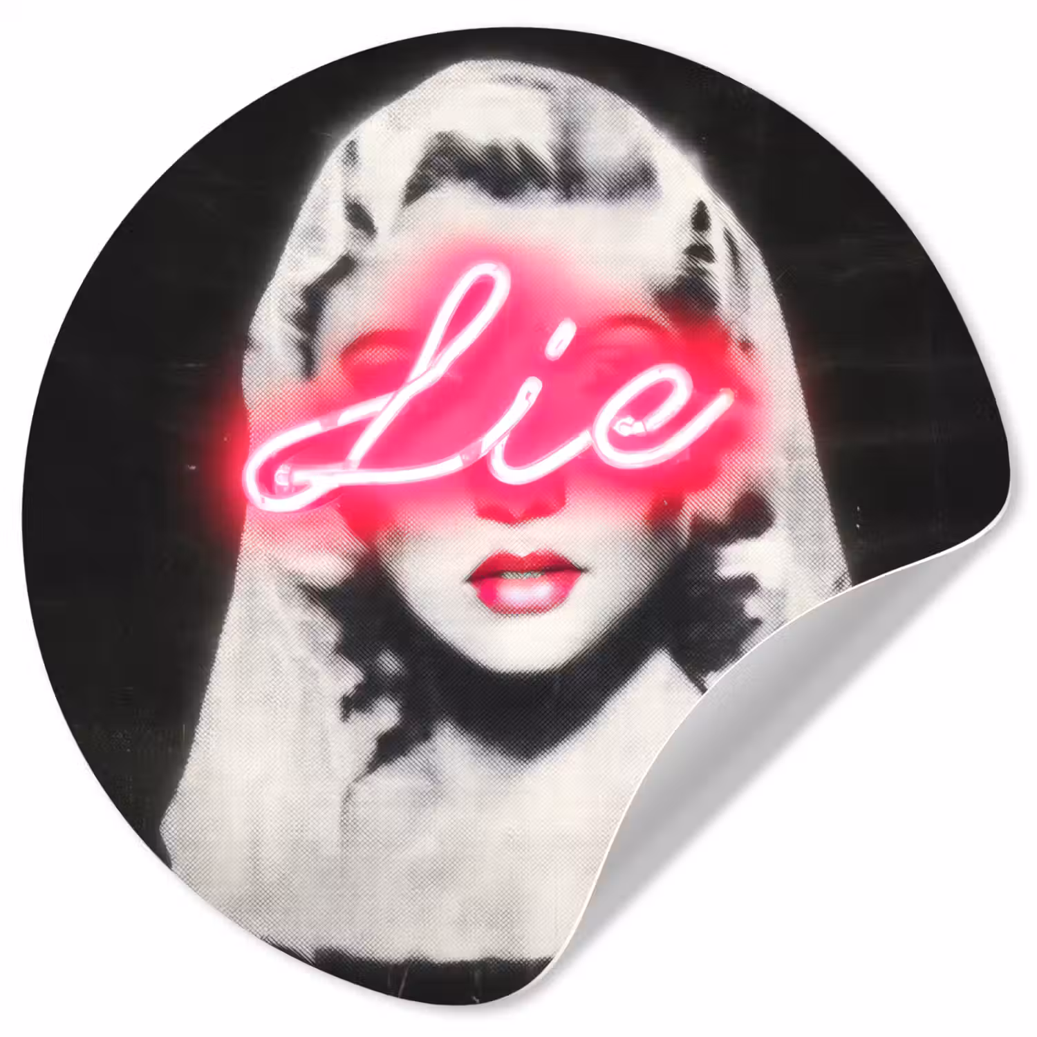 Neon - Letters - Vintage - Vrouw Wandcirkel behangsticker klein -3d