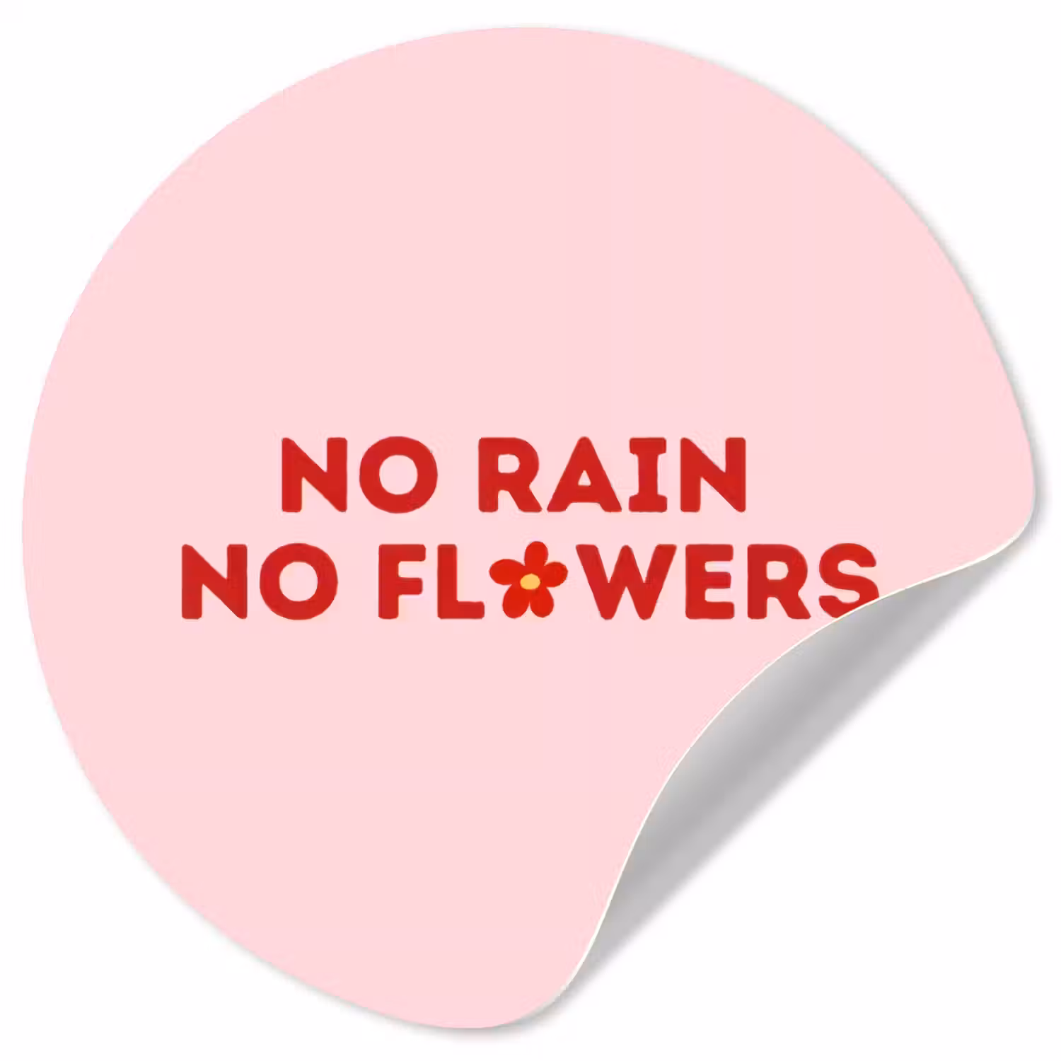 No rain no flowers - Minimalistisch - Roze - Bloem Wandcirkel behangsticker klein -3d