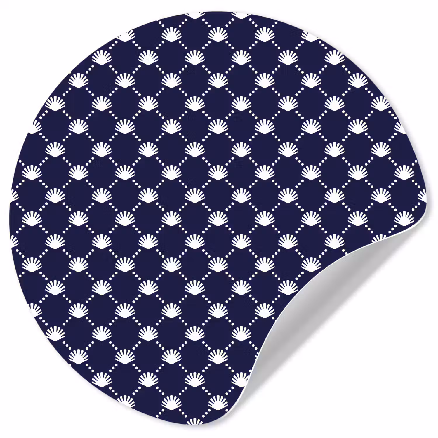 Oceaan - Schelp - Blauw - Wit Wandcirkel behangsticker klein 186 -3d
