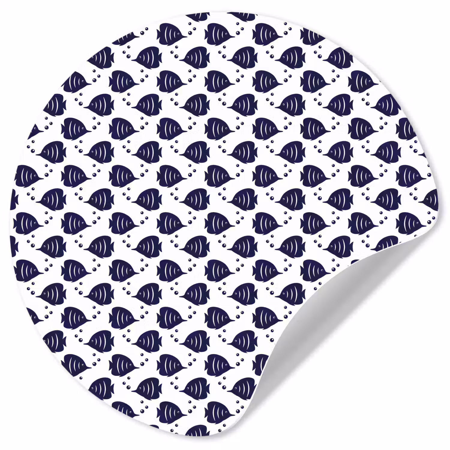 Oceaan - Vis - Blauw - Wit Wandcirkel behangsticker klein 186 -3d